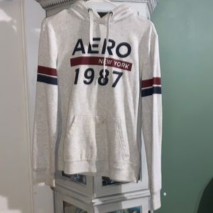 Aeropostale Grey Red Blue Striped Hoodie 🖤